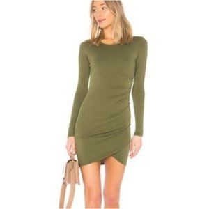 BOBI LOS ANGELES / BLUE SUPREME JERSEY LONG SLEEVE SHIRRED MINI DRESS / SMALL